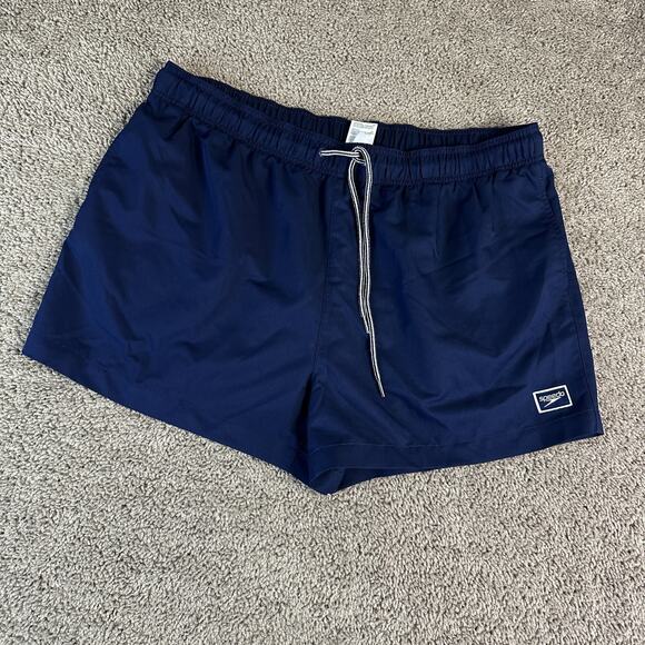 Speedo Shorts Mens XXL 2XL Blue White Logo Beach Surf Bathing Suit Lined Trunks - Picture 1 of 12